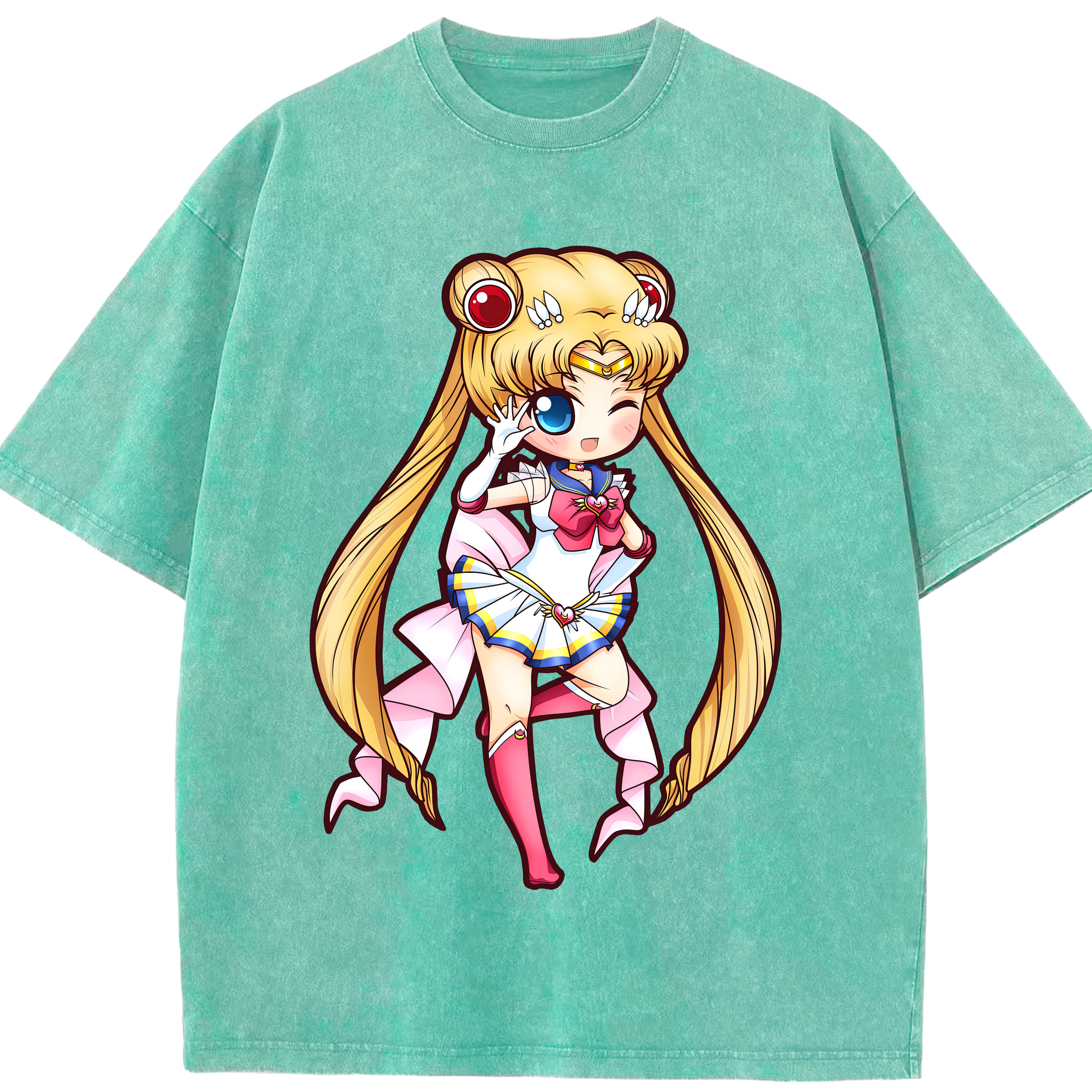 （画像用） 美少女戦士セーラームーン 月野 うさぎ つきの うさぎ Sailor Moon Tsukino Usagi 綿100% ヴィンテージ風 半袖Tシャツ（フロントプリント）